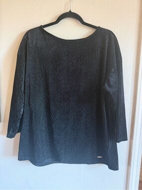 Jones New York Collection Shimmer Plissé Boxy Tunic Top Size L